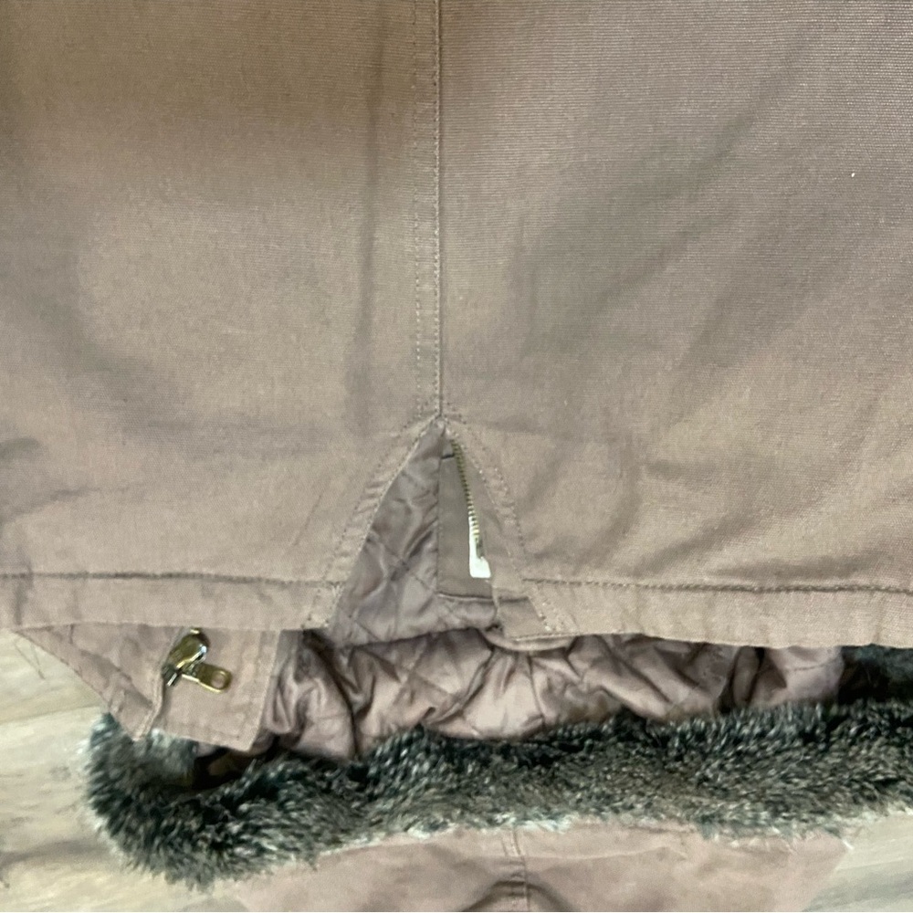 Billabong Y2K Quilted Brown Jacket With Fur Hood - Picture 7 of 7